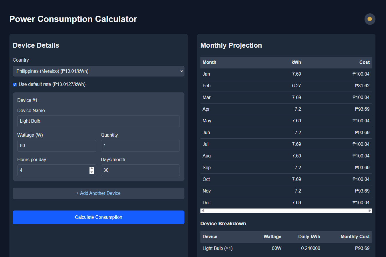 My Wattage - A Wattage Calculator App