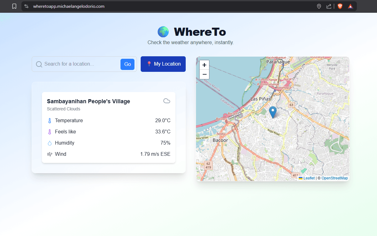 WhereTo - Location and Weather detection App